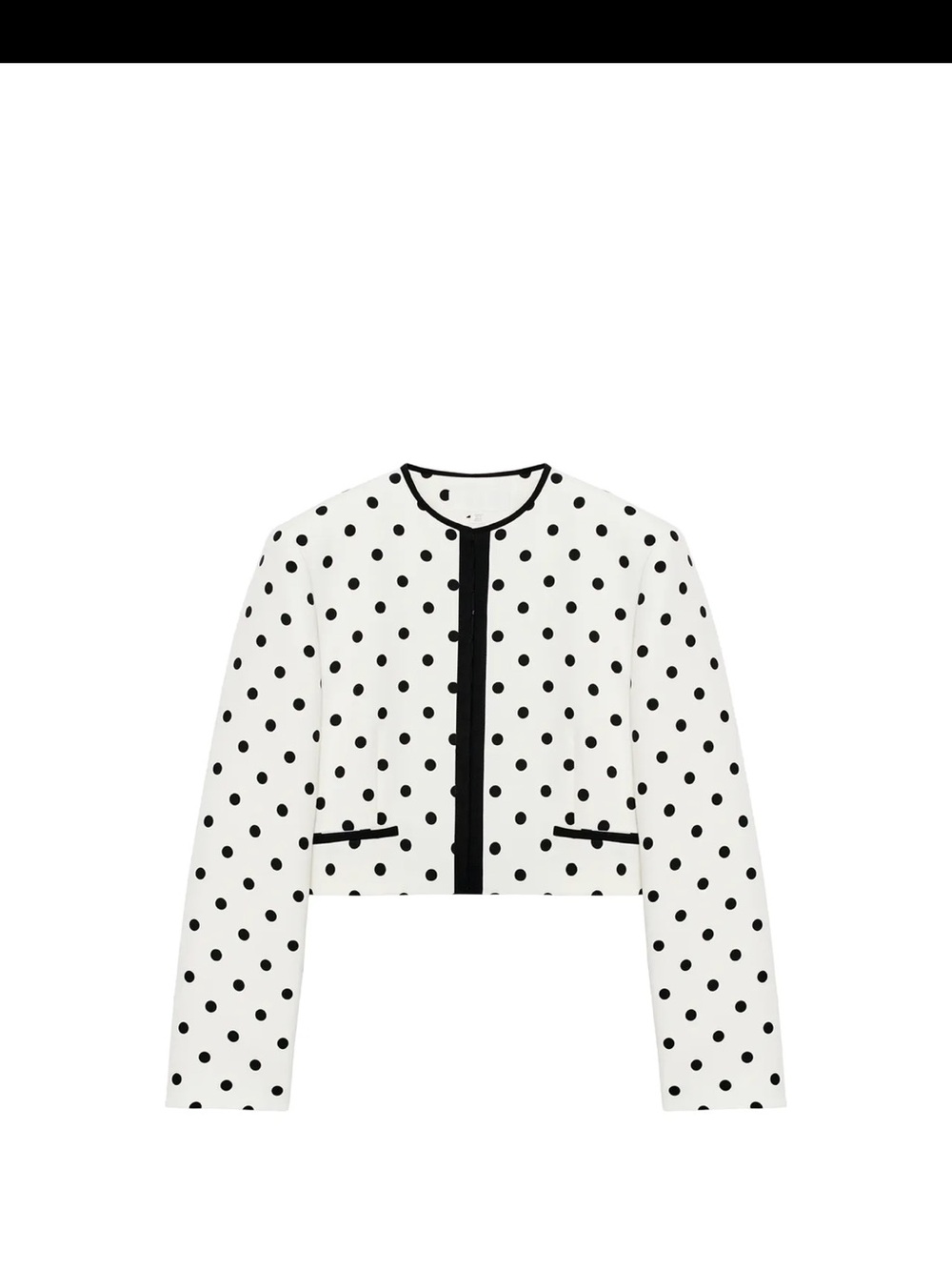 Zara Cropped Polka Dot Blazer with Black Trim NWT M